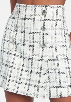 TC Tailoring Window Pane Boucle Button Detail Skort
