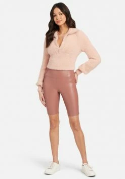 TC High Waist Vegan Leather Biker Short Clothing