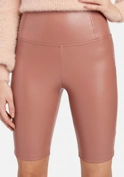 TC High Waist Vegan Leather Biker Short Clothing