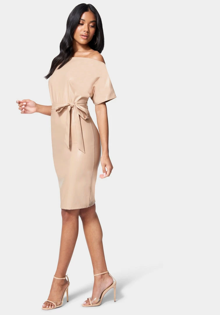 JUMP Dolman Sleeve Vegan Leather Pencil Dress Bridal 2 JUMP Dolman Sleeve Vegan Leather Pencil Dress Bridal