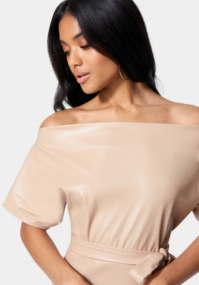 JUMP Dolman Sleeve Vegan Leather Pencil Dress Bridal 4 JUMP Dolman Sleeve Vegan Leather Pencil Dress Bridal