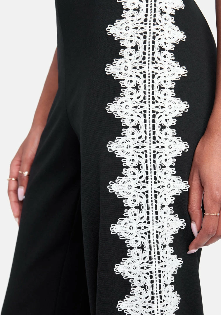 Lace Trim Mock Neck Jumpsuit 4 Lace Trim Mock Neck Jumpsuit