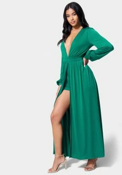 JUMP Deep V Solid Maxi Dress Spring/Summer