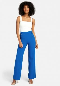 TC High Waist Button Detail Wide Leg Pant