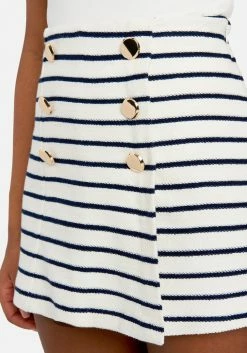 TC High Waist Button Detail Stripe Knit Skort 8 TC High Waist Button Detail Stripe Knit Skort