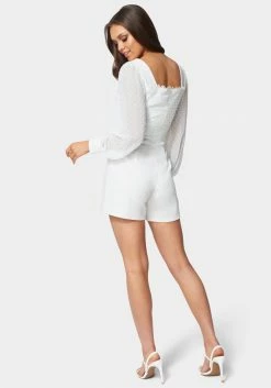 TC Swiss Dot Sleeve Romper With Trim Detail Festival Season