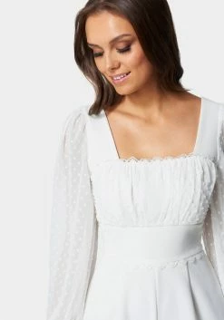 TC Swiss Dot Sleeve Romper With Trim Detail Festival Season