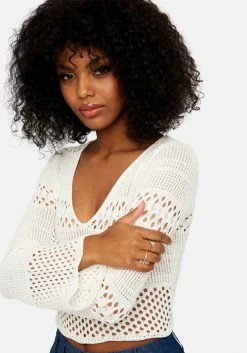 TC Bell Sleeve Scallop Hem Crochet Top