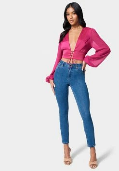 TC High Waist Zipper Hem Skinny Jeans Festival Season