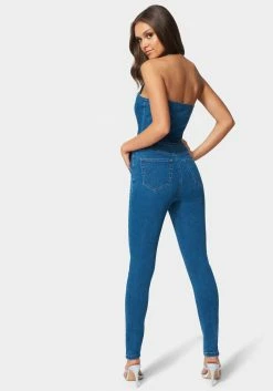 TC Festival Season Halter Neck Zip-Up Denim Jumpsuit