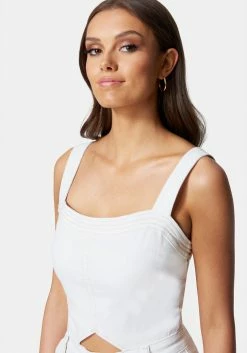 TC Side Cut Out Wide Leg Denim Jumpsuit