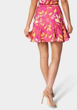 TC Festival Season Waistband Trim Detail Printed Flowy Godet Skirt