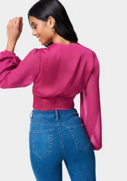 TC Lace Up V Neck Chiffon Top Festival Season