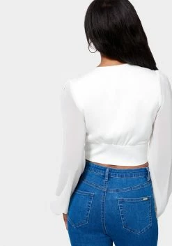 TC Festival Season Lace Up V Neck Chiffon Top