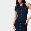 TC Halter Neck Button Up Denim Dress Festival Season