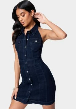 TC Halter Neck Button Up Denim Dress Festival Season 8 TC Halter Neck Button Up Denim Dress Festival Season