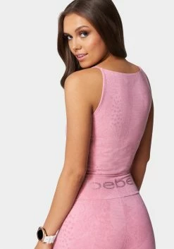 TC Bebe Logo Embossed Snakeskin Top