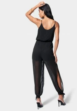 Solid Ankle Tie Jumpsuit