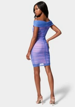 JUMP Shirred Mesh Midi Dress