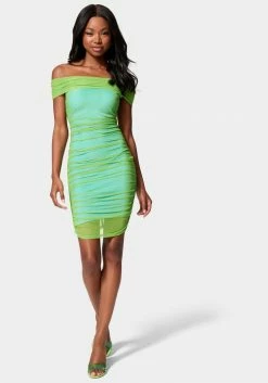 JUMP Shirred Mesh Midi Dress Night Out