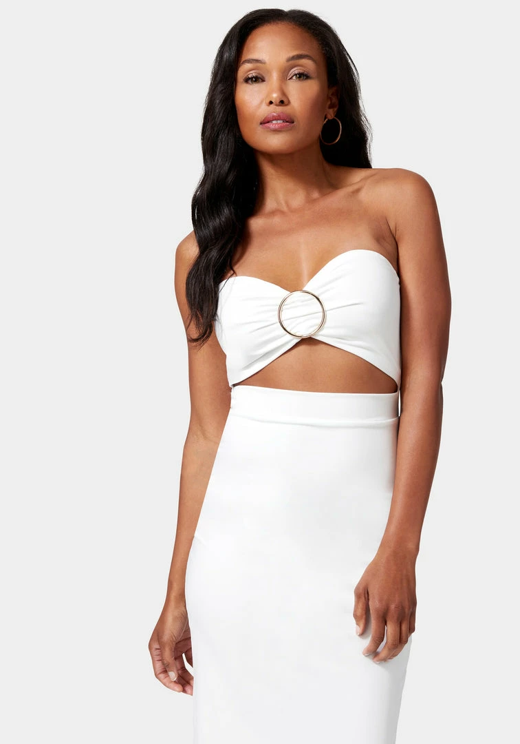 JUMP Strapless Front Cutout Midi Dress Bridal 1 JUMP Strapless Front Cutout Midi Dress Bridal