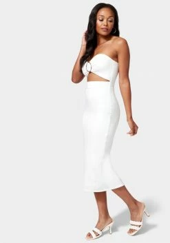 JUMP Strapless Front Cutout Midi Dress Bridal 8 JUMP Strapless Front Cutout Midi Dress Bridal