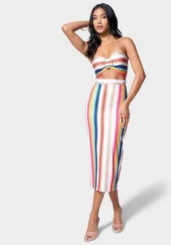 JUMP Clothing Printed Front Cutout Midi Dress