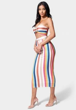 JUMP Clothing Printed Front Cutout Midi Dress