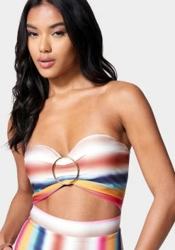 JUMP Clothing Printed Front Cutout Midi Dress