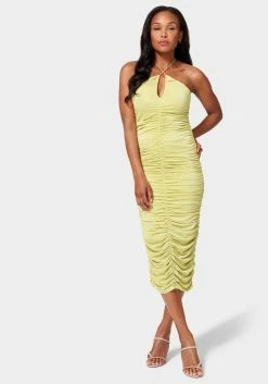 JUMP Bridal All-Over Shirred Halter Neck Dress