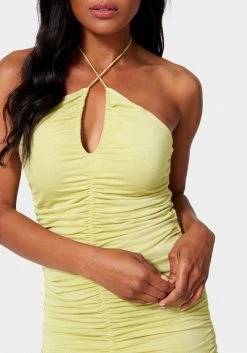 JUMP Bridal All-Over Shirred Halter Neck Dress