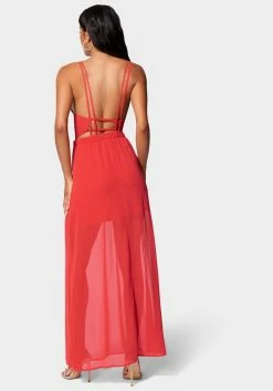 JUMP Festival Season Strappy Back Slit Maxi Dress