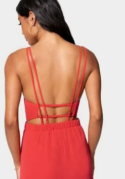 JUMP Festival Season Strappy Back Slit Maxi Dress