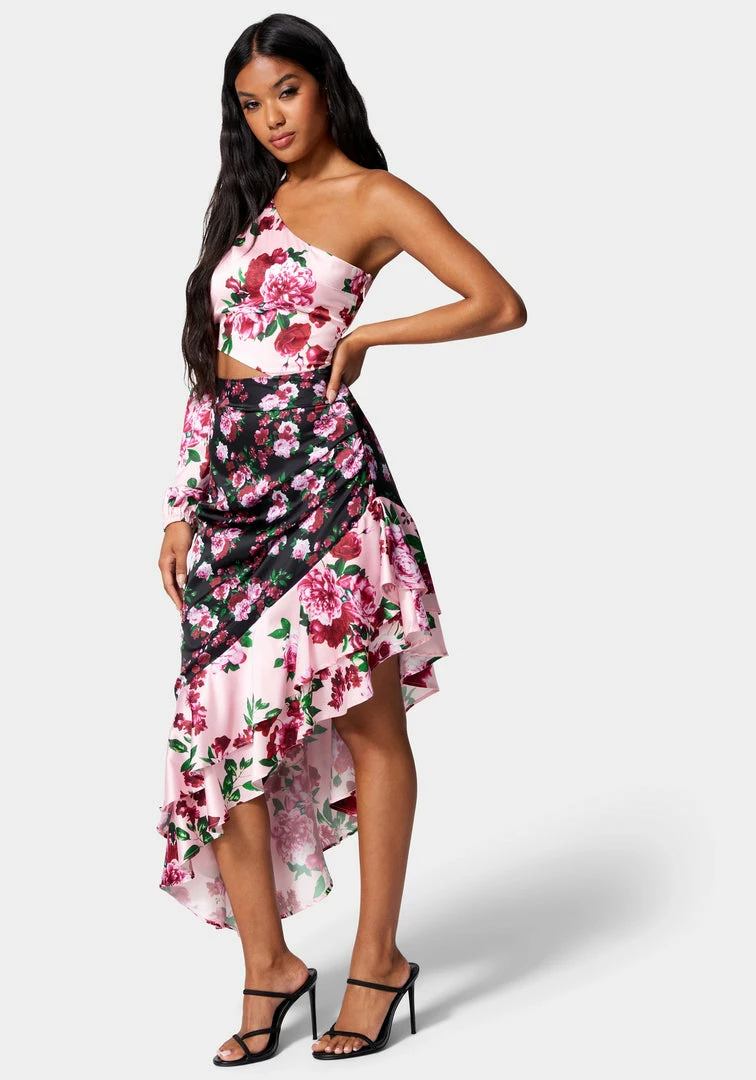 JUMP Printed One Shoulder Asymmetrical Ruffle Dress Night Out 2 JUMP Printed One Shoulder Asymmetrical Ruffle Dress Night Out