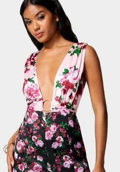 Printed Deep V Godet Leg Jumpsuit 8 Printed Deep V Godet Leg Jumpsuit