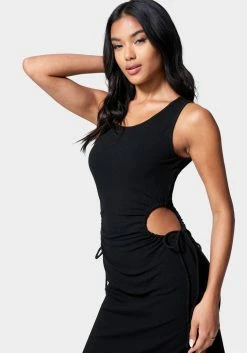 JUMP Tie Side Cutout Slit Dress