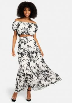 TC Print Shop Ruched Off Shoulder Top