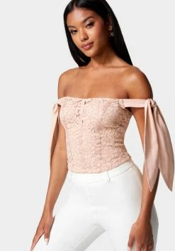 TC Corded Lace Bustier With Chiffon Tie
