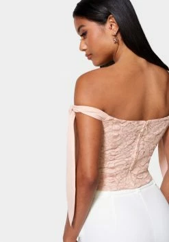 TC Corded Lace Bustier With Chiffon Tie
