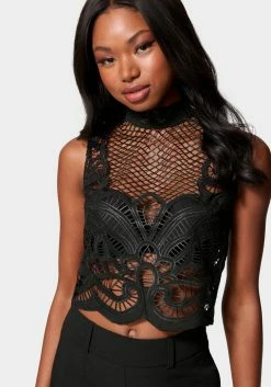 TC Mock Neck Lace Top Festival Season