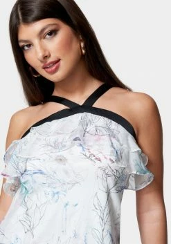 TC Contrast Halter Printed Riffle Woven Top 8 TC Contrast Halter Printed Riffle Woven Top