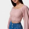 TC Crochet Body Woven Top