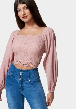 TC Crochet Body Woven Top