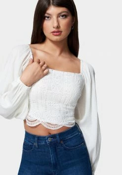 TC Crochet Body Woven Top