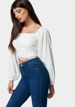 TC Crochet Body Woven Top