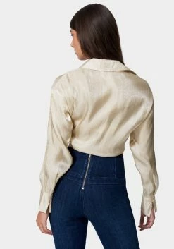 TC Night Out Shiny Chiffon Tie Front Blouse