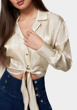 TC Night Out Shiny Chiffon Tie Front Blouse