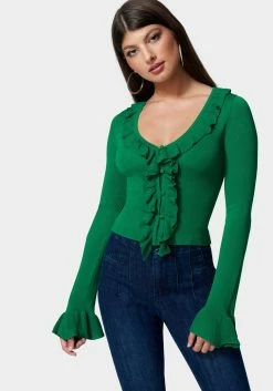 TC Night Out Ruffle Cropped Sweater Cardigan