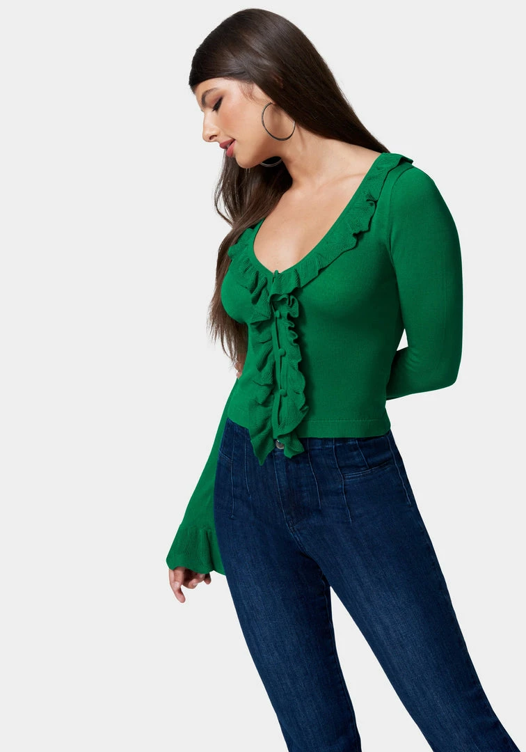 TC Night Out Ruffle Cropped Sweater Cardigan 2 TC Night Out Ruffle Cropped Sweater Cardigan