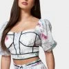 TC Print Shop Printed Bustier With Contrast Taping